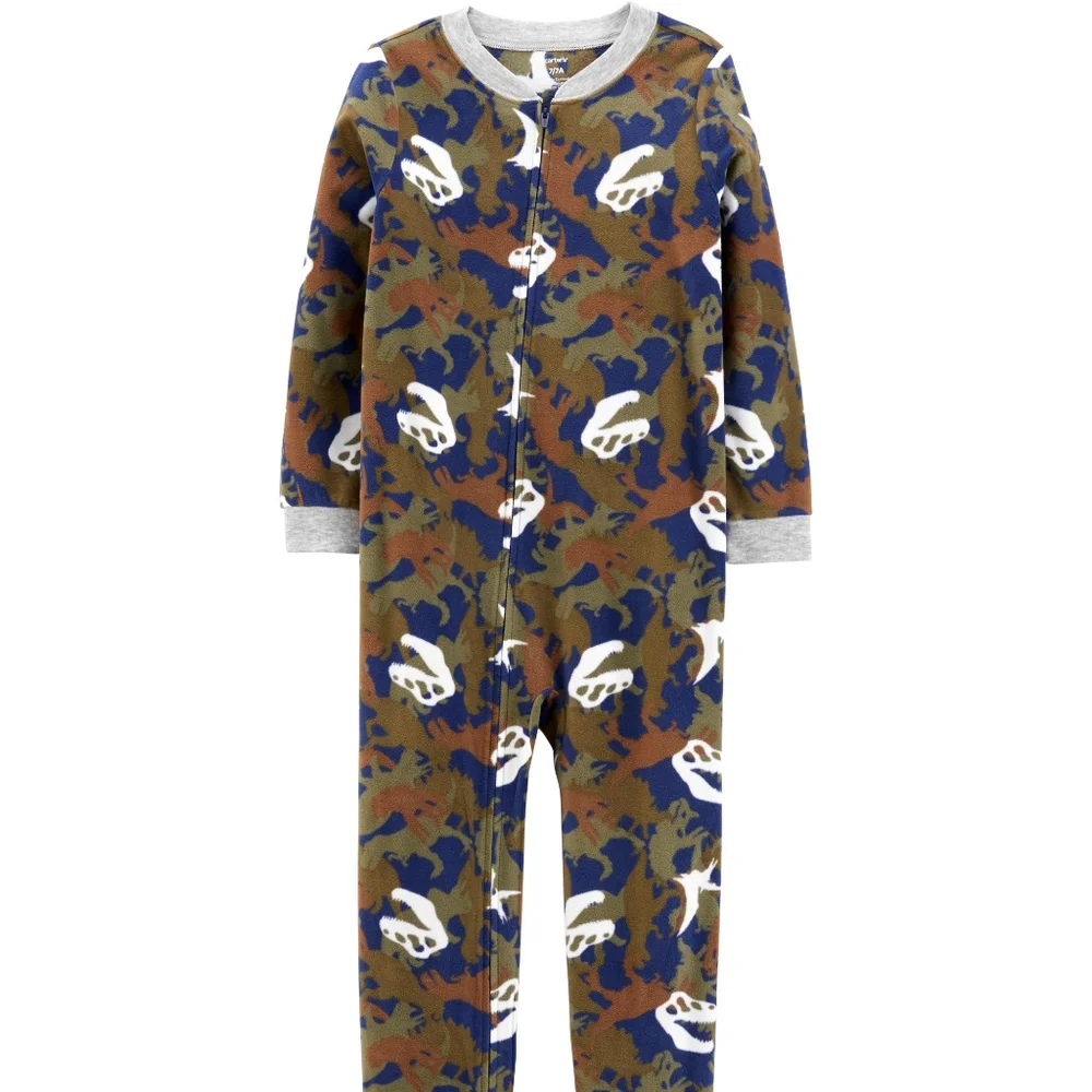 NWT Carter's Dinosaur Camo Fleece Footie Pajamas